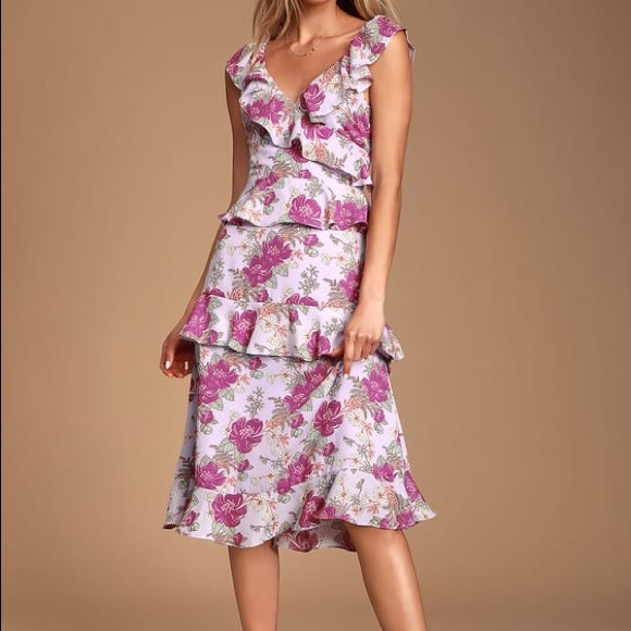 Lulus Dresses & Skirts - Lulu’s Fleur-Evermore Floral Print Midi Dress